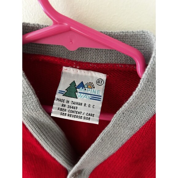 Alpine Way Kids Sweater 4T Bear Airplane Preppy Applique Knit Cardigan V-Neck - Picture 2 of 4